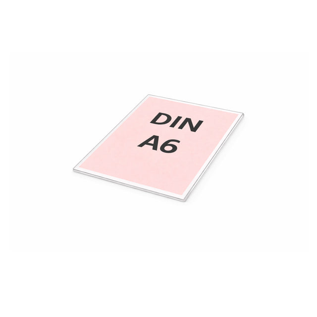 Acrylglastasche für Tischaufsteller im Format DIN A6.