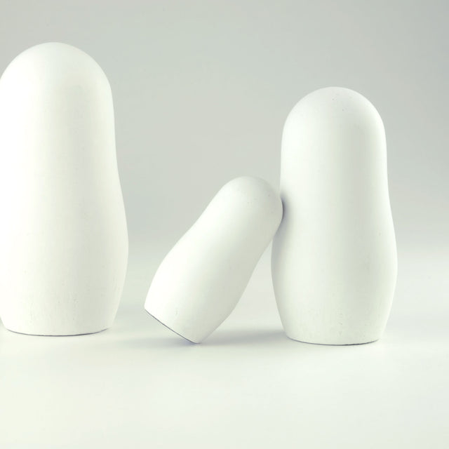 3er-Set schlichter Matrjoschka aus weißem Beton