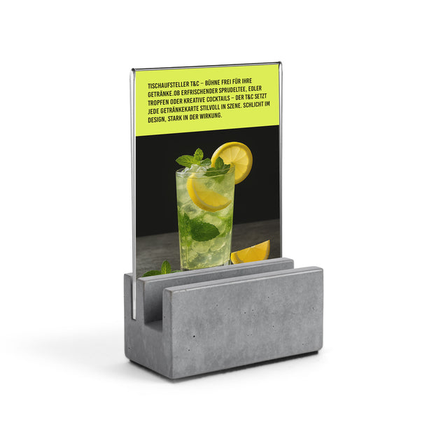 Tischaufsteller „T&C“ dunkelgrau Beton