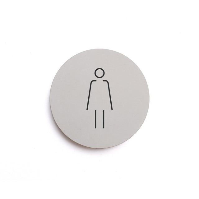 Betonhinweisschild mit dem Pictogramm: DAMEN