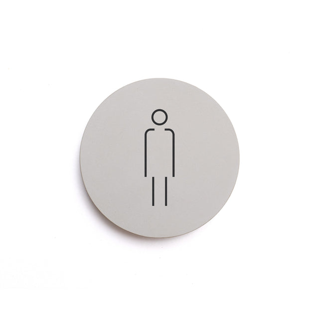 Betonhinweisschild mit dem Pictogramm: HERREN