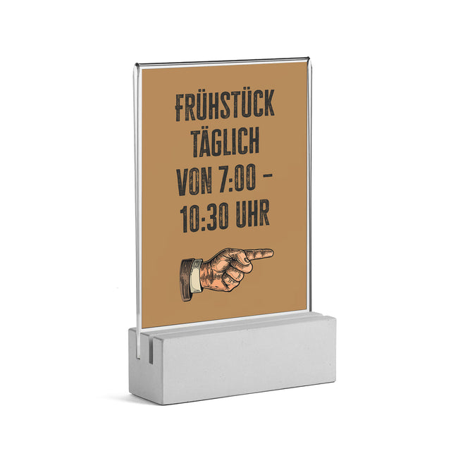 Tischaufsteller „T&B“  mit zwei Nuten, hellgrau